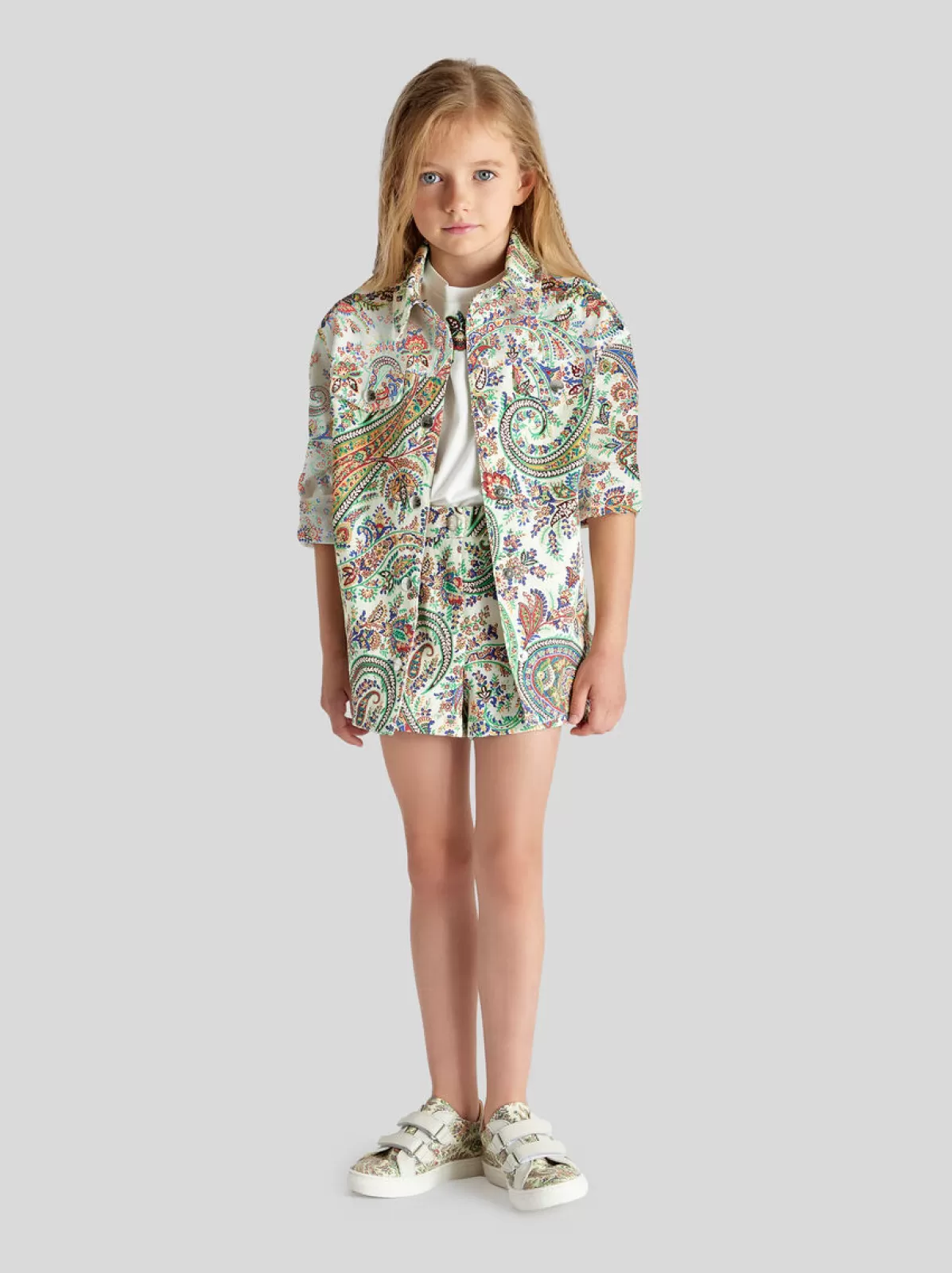 Bambino Etro GIUBBINO IN COTONE/DENIM STRETCH CON STAMPA PAISLEY FLOREALE PER BAMBINI |