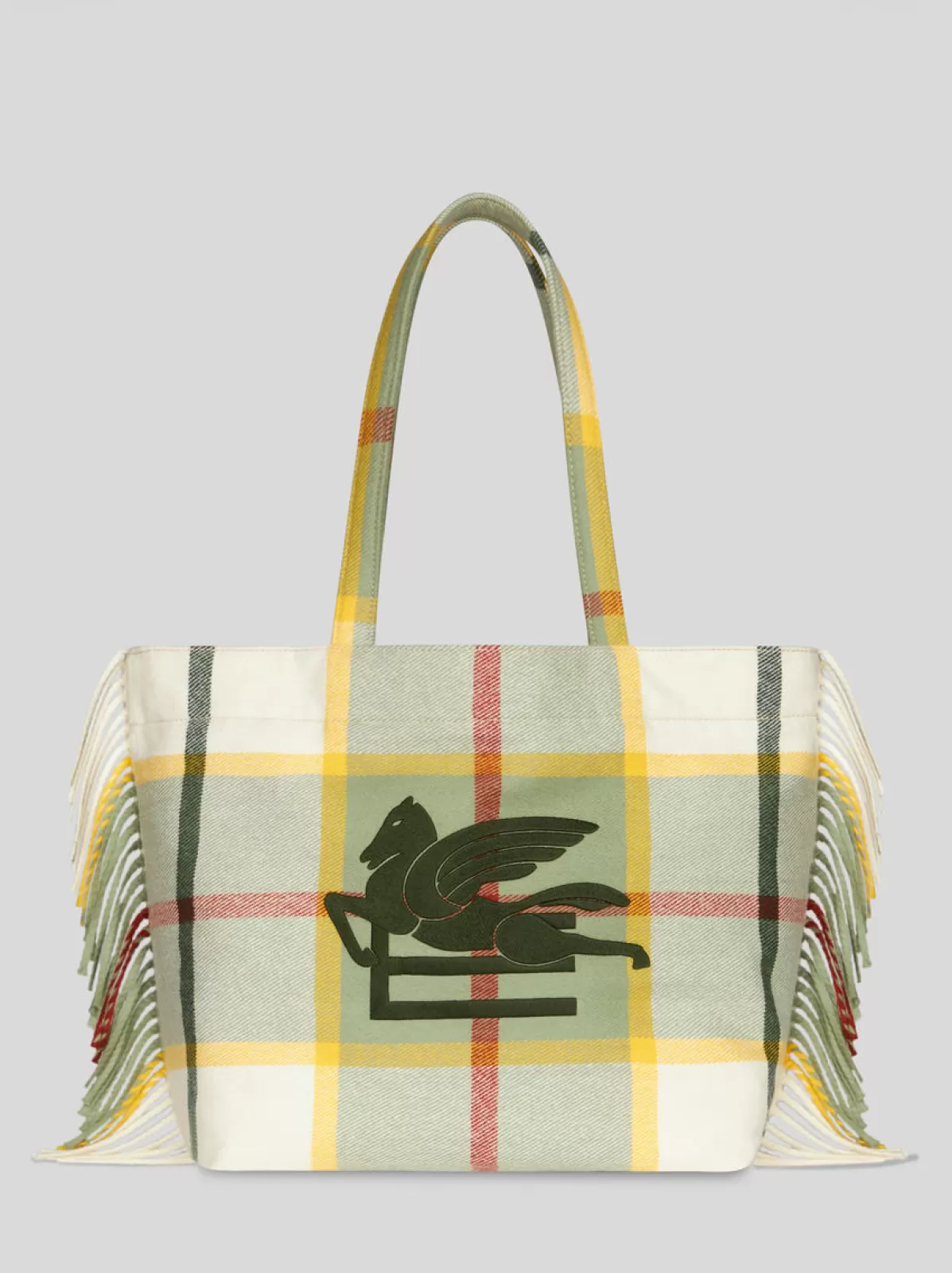 Uomo Etro SHOPPING SOFT TROTTER GRANDE CHECK JACQUARD CON FRANGE |
